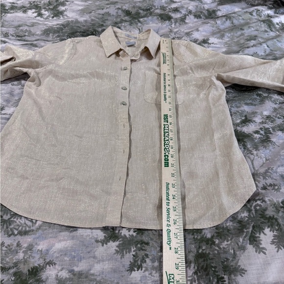 Chico's Cream Notched Collar Button Down Shirt - Picture 6 of 11